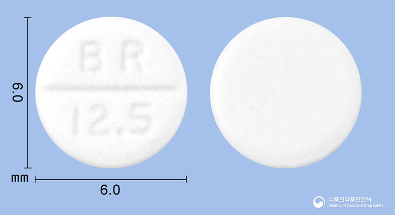 카프릴정12.5밀리그람(캅토프릴)수출명;Captolongtablet12.5mg(captopril) 등록 사진