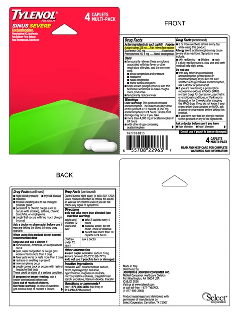 Tylenol Sinus Severe 포장