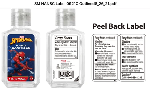 MARVEL SPIDERMAN Hand Sanitizer packaging
