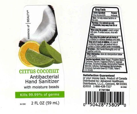 Antibacterial Hand SanitizerCitrus Coconut 포장