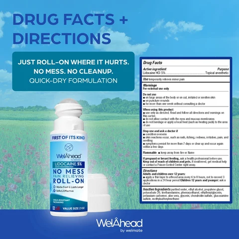 WelAhead by Welmate Lidocaine 5% Roll-on packaging