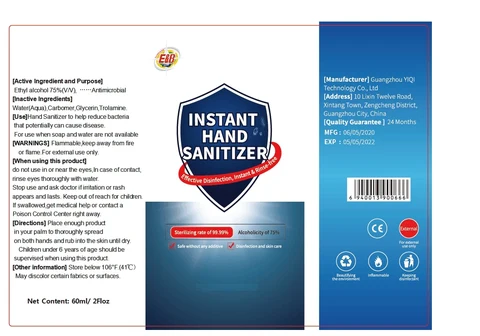 Hand Sanitizer packaging