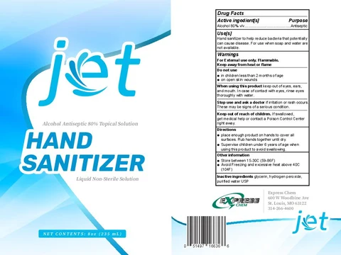 Jet Liquid Hand Sanitizer packaging