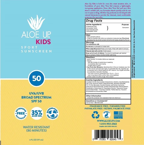 ALOE UP KIDS SPORT SUNSCREENSPF 50 포장