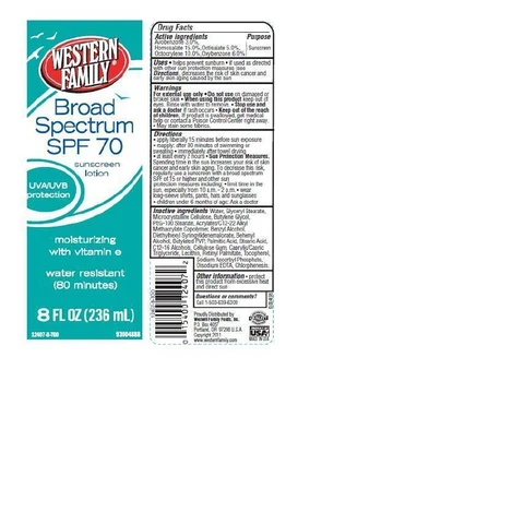 Western Family Broad Spectrum SunscreenSPF 70 packaging