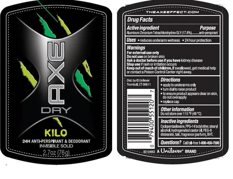 Axe Kilo Invisible Solid Antiperspirant and Deodorant 포장