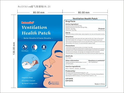 Rotosxika Ventilation Health patch packaging