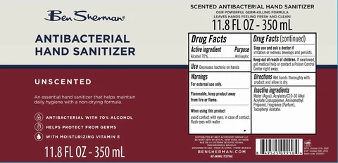 Ben Sherman Antibacterial Hand Sanitizer Unscented 포장