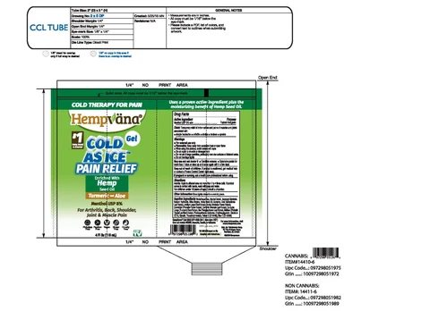 Hempvana Cold as Ice Gel 포장