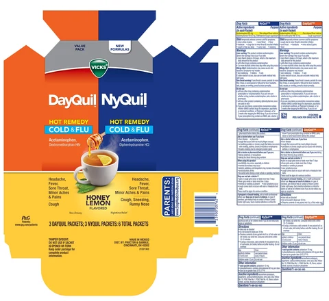 Vicks DayQuil NyQuil HOT REMEDYCold and Flu 포장