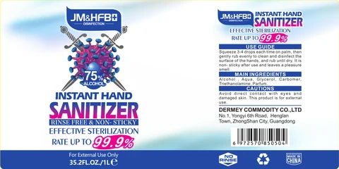 Wash-free hand sanitizer packaging