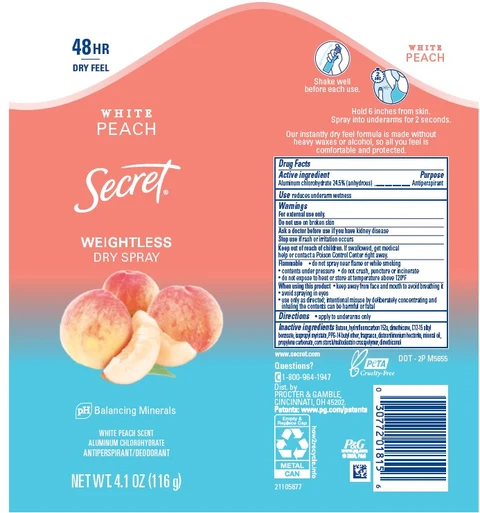 Secret Weightless Dry White Peach 포장