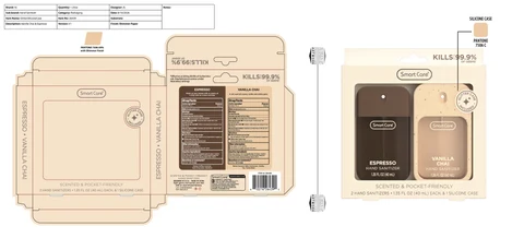 Smart Care Hand Sanitizer with Glitter Silicone Case,2pk Vanilla Chai and Espresso 포장