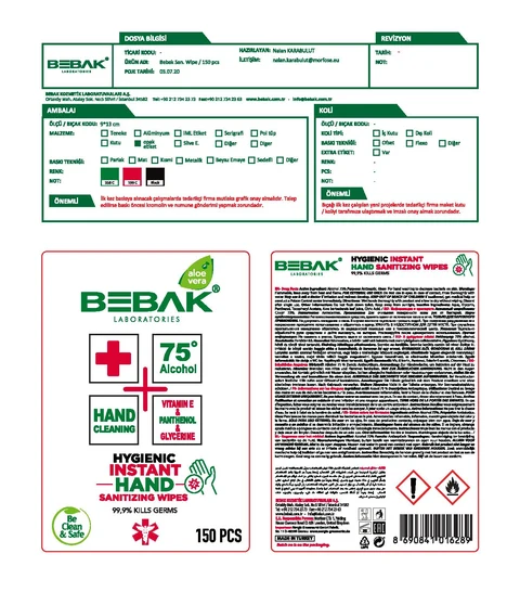 Bebak Hand Sanitizer Wipes 포장