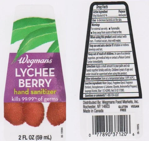 WEGMANSHAND SANITIZER LYCHEE BERRY packaging
