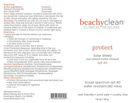 Solar Shield non-tinted matte mineral SPF 40 포장