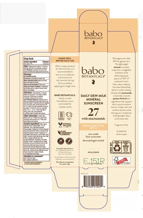 Babo Botanicals Daily Dew Milk Tinted Mineral Sunscreen SPF 27 / Babo Botanicals Daily Dew Milk Mineral Sunscreen SPF 27 포장