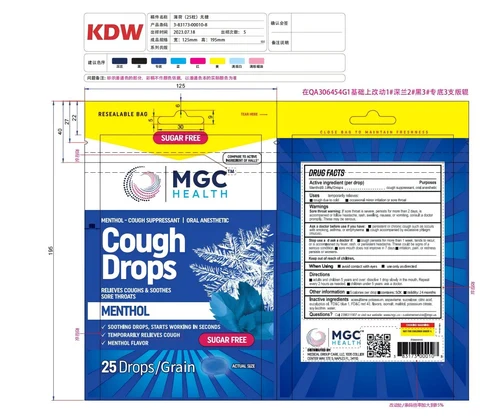 COUGH DROPS- menthol granule packaging