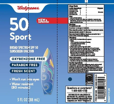 WALGREENS BROAD SPECTRUM SPORT SPF 50 SUNSCREEN 포장