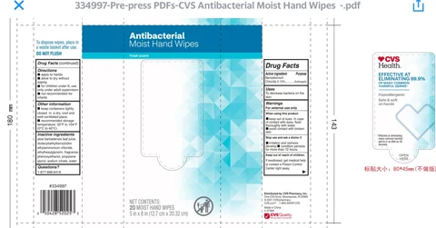 CVS Health Antibacterial Moist Hand Wipes packaging