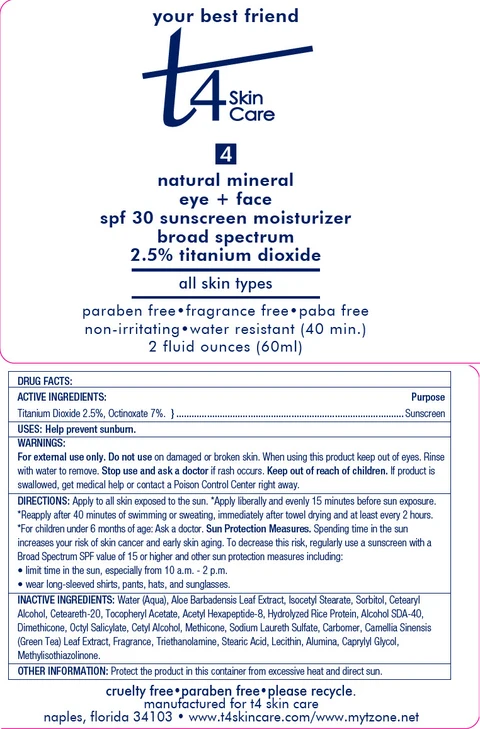 T4 Natural Mineral Eye and Face SPF 30 Sunscreen Moisturizer 포장