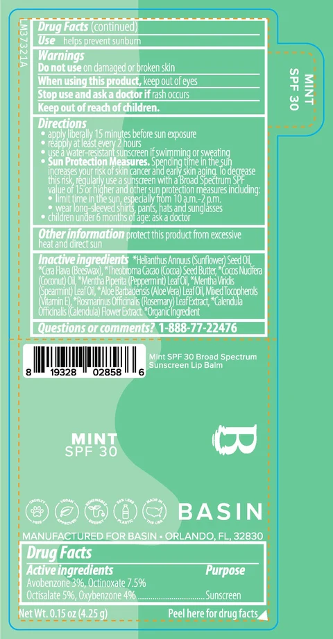 Basin Mint SPF 30 Broad Spectrum Sunscreen Lip BalmSPF 30 포장