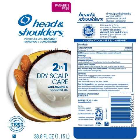 Head and Shoulders 2in1 Dry Scalp Care with Almond and Coconut Oil packaging