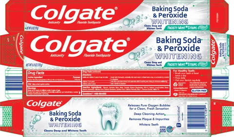 COLGATEBAKING SODA AND PEROXIDE WHITENING OXYGEN BUBBLES FROSTY MINT packaging