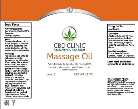 CBD Clinic - Massage Oil - Level 3 packaging