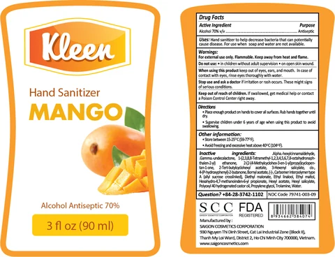 KLEEN HAND SANITIZER MANGO packaging