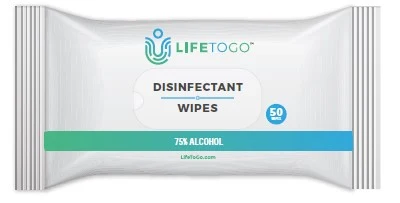 LifeToGo Alcohol Wipes 10 Pack / LifeToGo Alcohol Wipes Safety Pack / LifeToGo Alcohol Wipes 50 Pack packaging