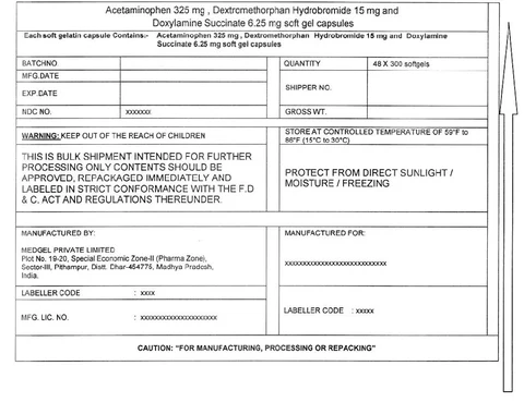 acetaminophen, dextromethorphan hydrobromide, doxylamine succinate 포장