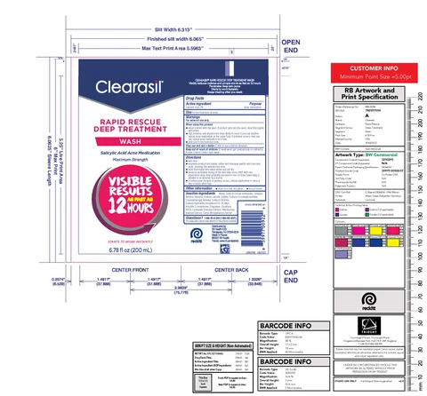 Clearasil Rapid Rescue Deep Treatment Wash 포장
