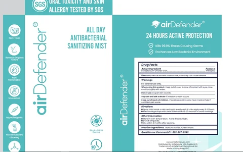 airDefender Daily Antibacterial Sanitizing Mist packaging