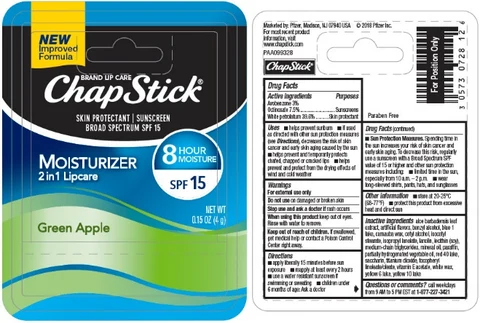 Chapstick Moisturizer Green Apple 포장