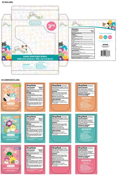 Smart Care HAND SANITIZER 0.94 FL OZ 3PK - SQUISHMALLOWS 포장