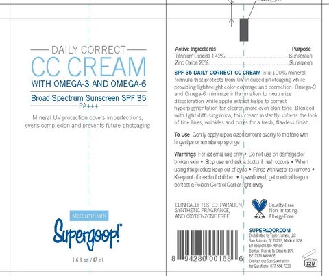 CC Daily Correct Broad Spectrum SPF 35 Sunscreen Medium to Dark Supergoop packaging