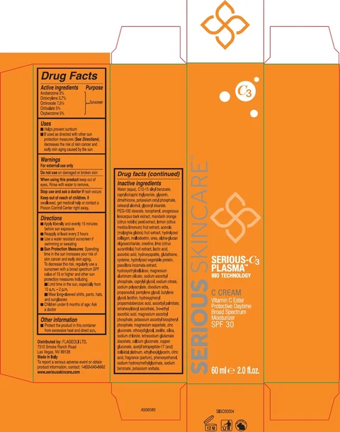 SERIOUS SKINCARE SERIOUS-C3 PLASMA TM BIO TECHNOLOGY C VITAMIN C ESTER PROTECTIVE DAYTIME BROAD SPECTRUM MOISTURIZER SPF 30 포장