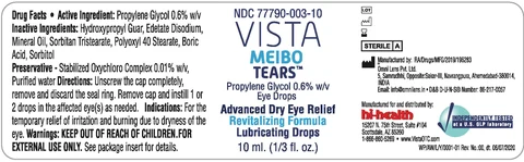 Bottle Label for Vista Meibo Tears
