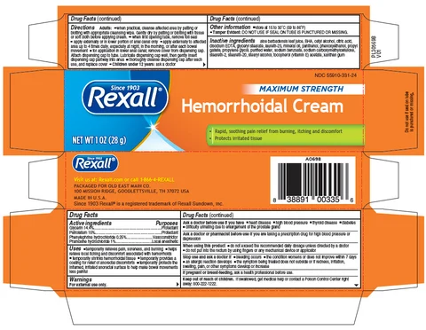 Rexall Hemorrhoidal packaging