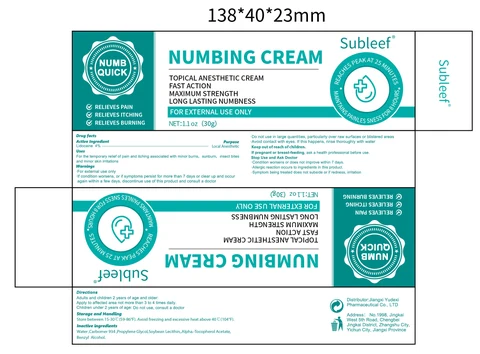 Subleef NUMBING 포장