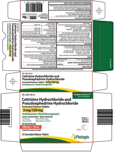 Cetirizine hydrochloride and Pseudoephedrine hydrochloride 포장