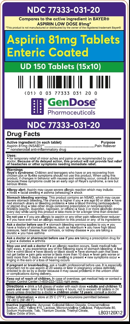 Aspirin 81mg Enteric Coated 포장