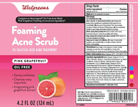 Walgreens Foaming Acne ScrubPink Grapefruit packaging