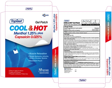Toplast Cool and Hot Menthol 1.25percent plus Capsaicin 0.025percent 포장