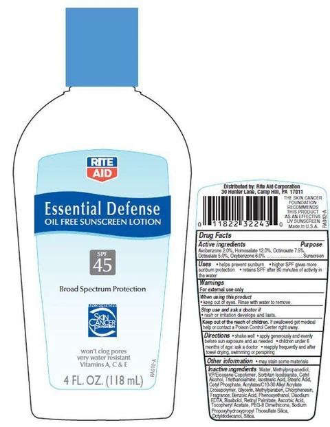 Rite Aid Essential DefenseSPF 45 packaging