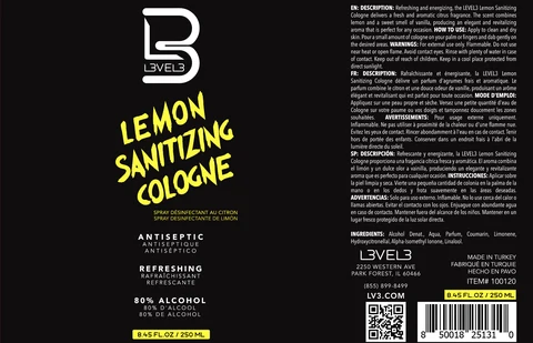 Lemon Sanitizing Cologne packaging