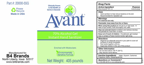 Avant 70% Alcohol Gel 포장