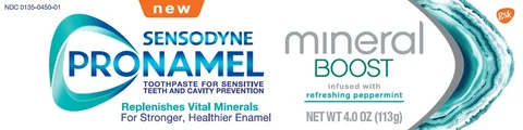 SENSODYNE PRONAMELmineral BOOST refreshing peppermint / SENSODYNE PRONAMELmineral BOOST whitening action 포장