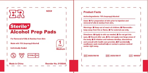 Sterile Alcohol Prep Pads packaging